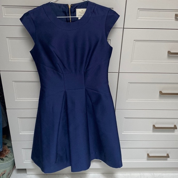 Navy silk Kate Spade cap sleeve dress - Picture 2 of 6